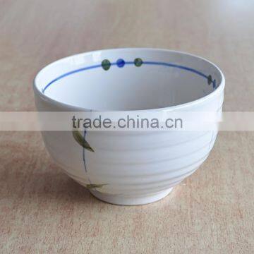 Japanese style ceramic noodle bowl with hand painting