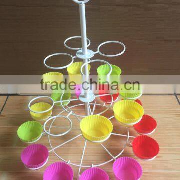 Colorful 3-tier Wire Metal Iron Rack With the Silicone Cup- Cupcake Stand/holder-silicone Cake Mould photo-2
