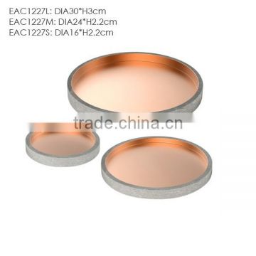 3-piece color painting cement round jewelry tray