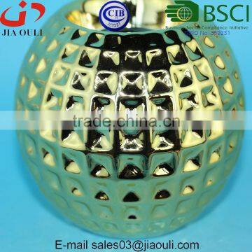 Copper/gold Electroplated Polished Christmas Ball Shape Ceramic Candlestick Holder photo-6