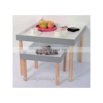 WHITE/GREY/NATURAL S/2 SQUARE MDF/WOODEN NEST TABLE