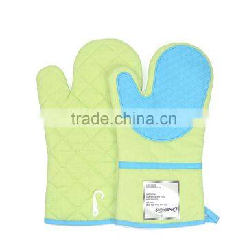 Cheap Kitchen Custom Oven Mitten Cotton Knitted Glove With Silicone Pad