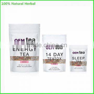 Chinese packaging manufacturer customized Organic 14 Day tea bag Blending Skinny Teatox pack foil tea packaging