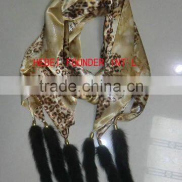 FASHION SCARF WITH MINK TASELS