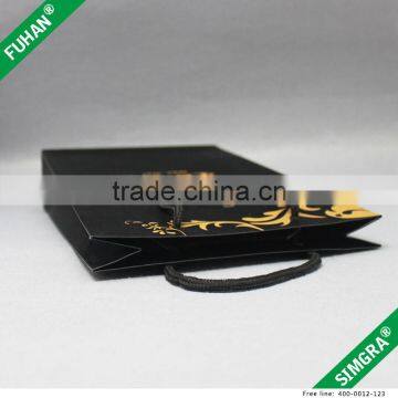 Factory Make Full Black Paper Shopping Bag With Gold Logo. photo-4