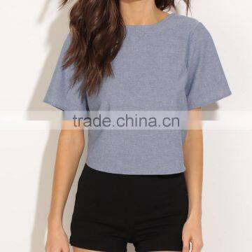 new design bow tie chambray top women summer tops