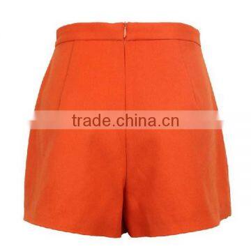 Fashion Woolen Winter Wide Leg Ladies Short Pants in Orange photo-2