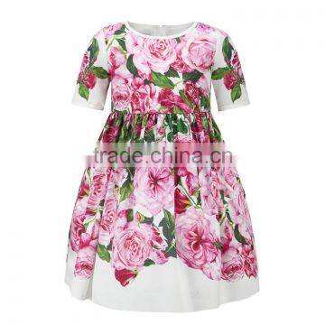 2017 Wholesale Rose Printed Family Mother and Daughter Fitted Dress photo-5