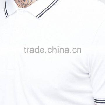 Custom Fashion Split Sides Short Sleeve Contrast Tip Collar And Cuff White Men's 100% Polyester Pique Casual Polo Collar Shirt photo-3