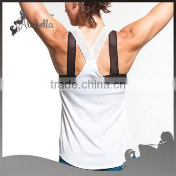 White Gym Tank Plain Double Layers Gym Tank Tops photo-2