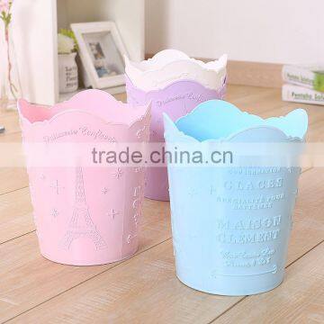 Kitchen garbage open top round plastic trash can