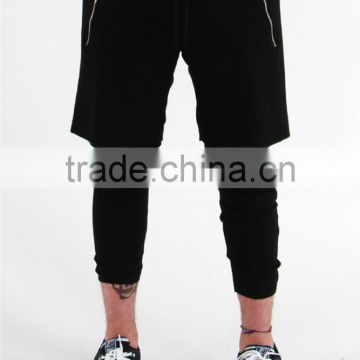 Mens fit gym two layer pants with zipper pocket custom mens jogger pants