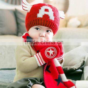 TC17007 New Arrival Cute Baby Winter Hat Scarf Gloves Sets High Quality Knitted Scarf Beanie Gloves Set Wholesale photo-3