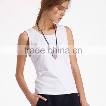 Classic White Plain Comfort Womens Tank Tops Workout photo-2