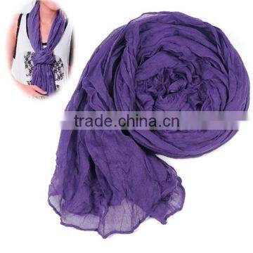Women's Long Crinkle Scarf Wraps Soft Shawl Stole Pure Color Wholesale Scarf 7589 photo-6