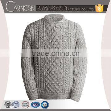 Popular Drop Shoulder Winter Cable Knit Pure Wool Sweaters for Men photo-4