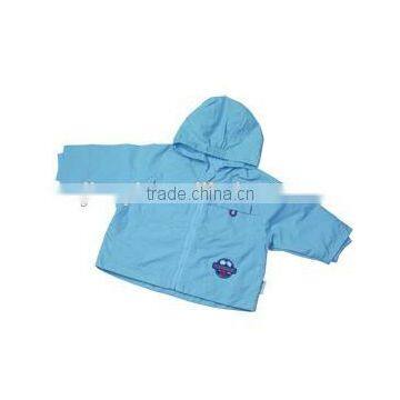 Latest hooded design cartoon cheap brand plain blue baby coat