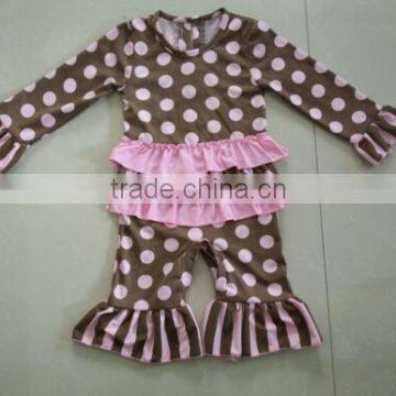 Boutique Cheap Polka Dots Ruffle Petti Rompers For Children 100% Cotton Casual Baby Romper photo-2