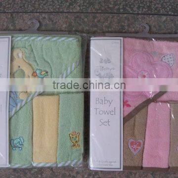 baby towel set /4pcs baby face cloth+1pcs baby towel