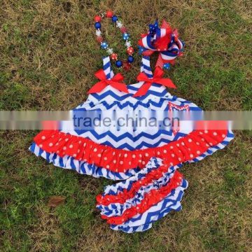 2015 chevron baby girls swing top set July 4th swing outfits with matching necklace and bow set