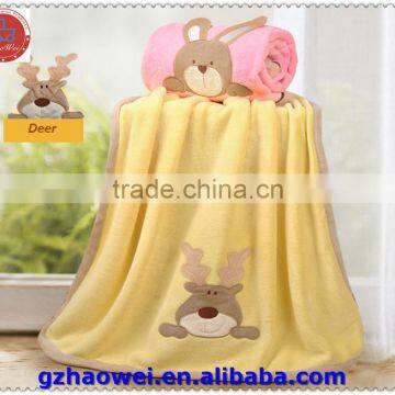 Overlocking Embroidered Baby Soft Thick Fleece Blanket photo-2
