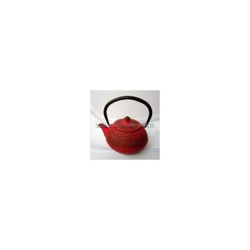 450ml cast iron teapot with maple leaf pattern design