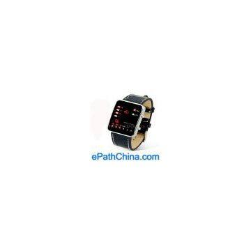 Black Digital LED Watch with Vertical and Horizontal LED Lights