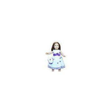 White Silk Voile Doll Dress with Purple Bowknot Girdle / Handbag , Cute American Girl Doll Clothes