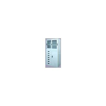 Steel Combination File Cabinet with Glass Sliding Doors, Steel Glass Door Cupboard