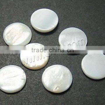 Natural White Shell Flat Round Cabochon Coin