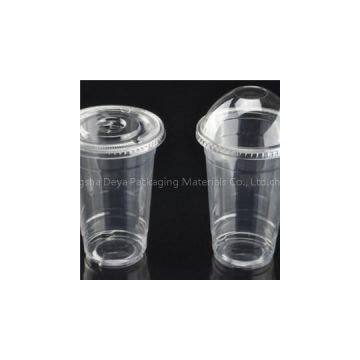 Customize 20oz 24oz 26oz 28oz 30oz 32oz 34oz PET Cold Drink Clear Fresh Juice Milk Shake Milk Tea Cups With Flat Lid