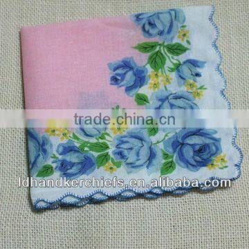 ladies' handkerchief with blue gardenias