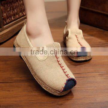 nude women homemade linen sandals comfortable fisherman shoe folk slippers/Chinese ethnic flavor casual linen shoes