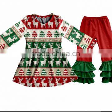 Baby Clothes Wholesale Gilrs Cheap Outfit Dot Printing Ruffle Boutique Christmas Girls Outfit