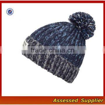 High Quality Hand-knitted Winter Cap Thick Knitting Wool Beanie Hat With Pom Pom photo-2