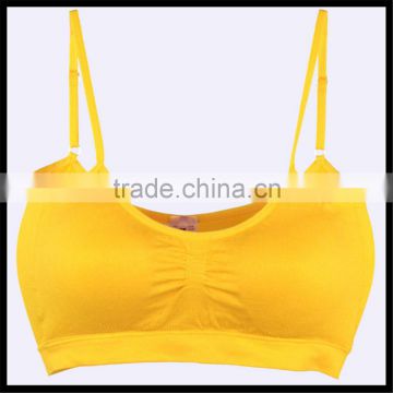 Women's New Seamless yellow color Spandex removable padding Cropped Sports Bra Cami Top