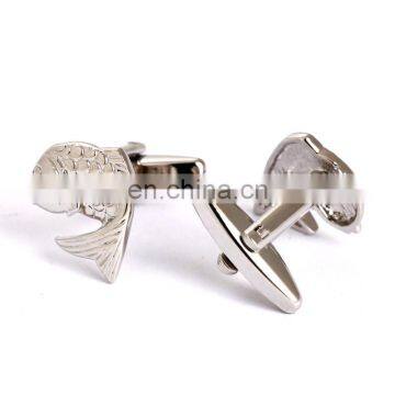 Sliver Plating Carp Fish Fashion Brand Design Shirt Cufflinks photo-3