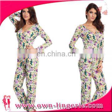 2016 Summer New Printed Floral Ladies Deep-v-shaped Jumpsuit photo-2