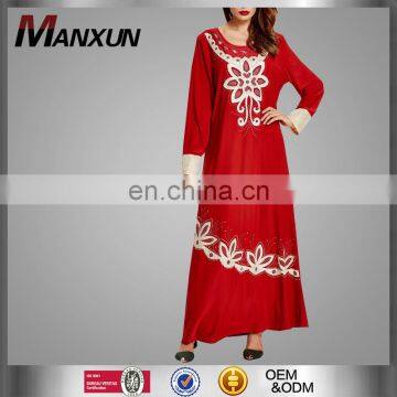 2017 Top One Embroidery Muslim Baju Kaftan Red Dubai Arab Stylish In Middle East Women Design Wholesale