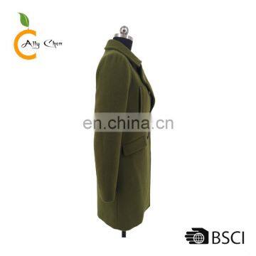 Wide Lapels High Back Slit Women Wool Coat photo-4