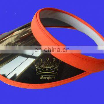 2013 hot sell plastic visor hat with UV protection by pink brim and friendly PVC material