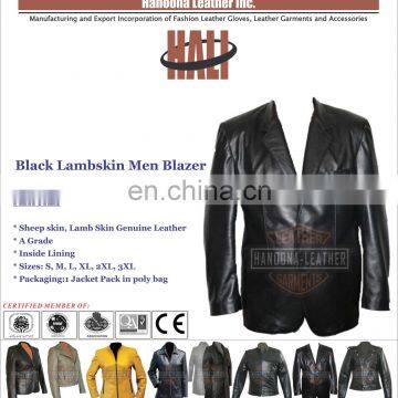 High Quality Custom Designed Men's Plain Leather Blazer