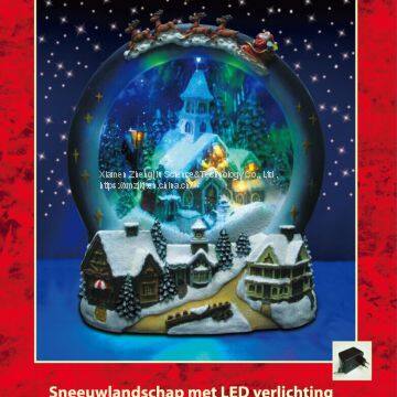 LED snowing church scene led light Family Play Snowman Polyresin Christmas House Decoration