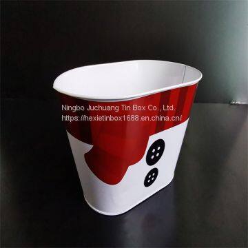 Customized Color With Handle Christmas Tin Buckets Pail Of Tin