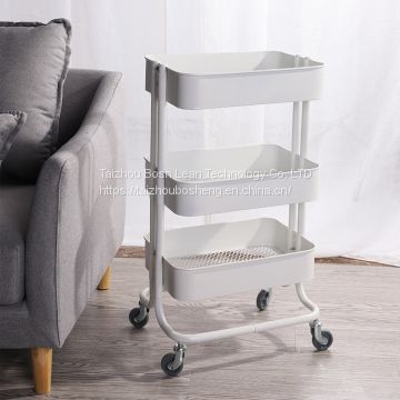 Wholesale Three Tier Foldable Rolling Cart /Metal Cart Kitchen Storage Rack