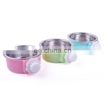 Hot Sale Pet Supplies Candy Color Stainless Steel Fixed Pet Feeder Hanging Dog Bowl Cat Dog Basin