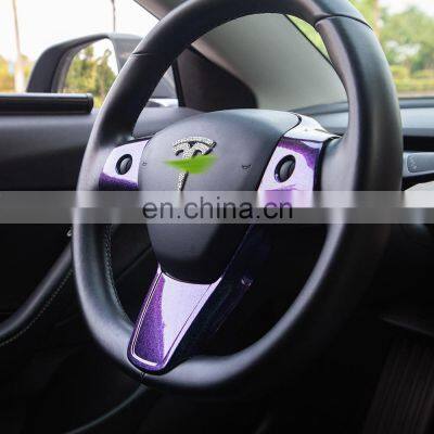 Carest Model3 Car Steering Wheel Interior Trim For Tesla Model Y 3 Decorative Accessories Starry Sky Gradient Model Three 2020 photo-3