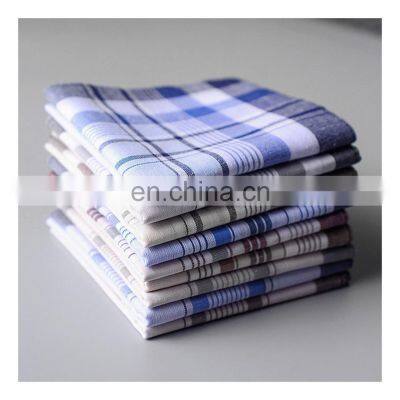 5Pcs/Lot Square Plaid Stripe Handkerchiefs Men Classic Vintage Pocket Cotton Handkerchief Towel For Wedding Party 38*38Cm Random