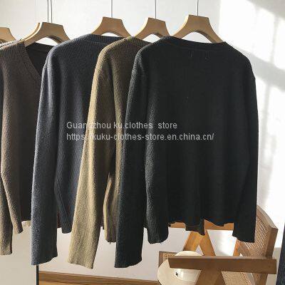 Early Autumn New Cartoon V-Neck Sweater Cardigan Women's Loose Thick Wool Knitted Coat photo-2