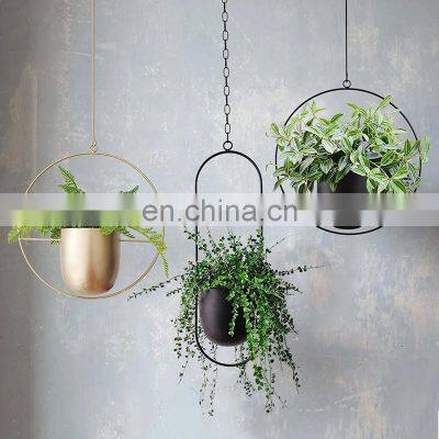 Rounded Oval Hanging Metal Craft Basket Basin Garden Pot Planter Iron Flower Pot Wall Hanging